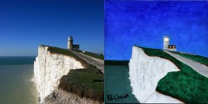 Belle Tout Lighthouse Painting Photo Comparison